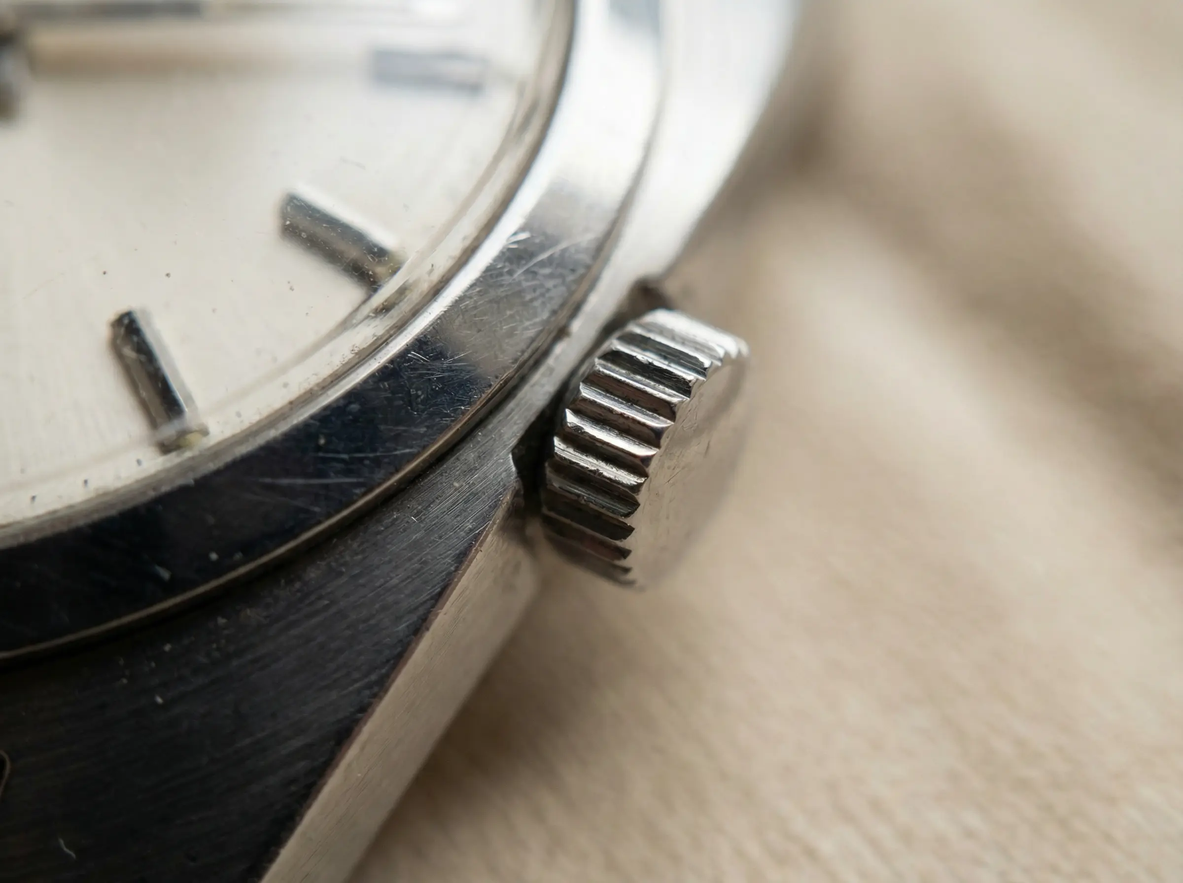 Macro close-up photograph of watch details showing craftsmanship and quality